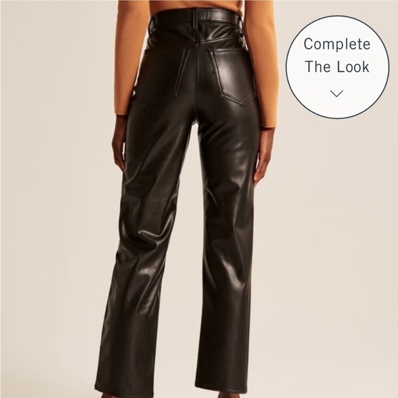 Abercrombie & Fitch Curve Love Vegan Leather Ankle Straight Pant - Picture 2 of 9